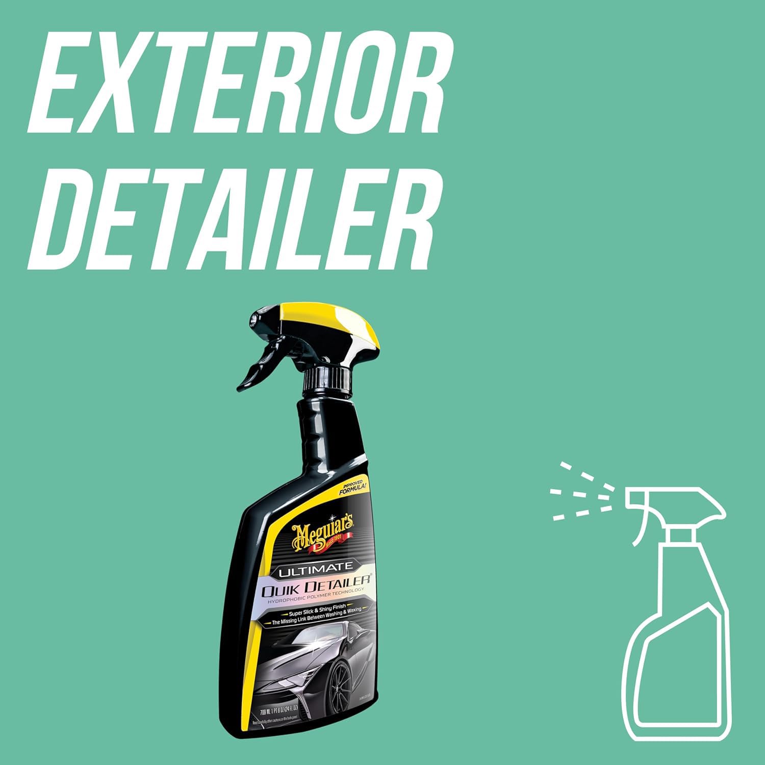 Shiny Freaks Meguiar's Ultimate Quik Detailer 709ml - Schnellreiniger, Polymertechnologie, Entfernt sicher und schnell Staub und Oberflächenverschmutzungen + Zubehör | 3-TLG.