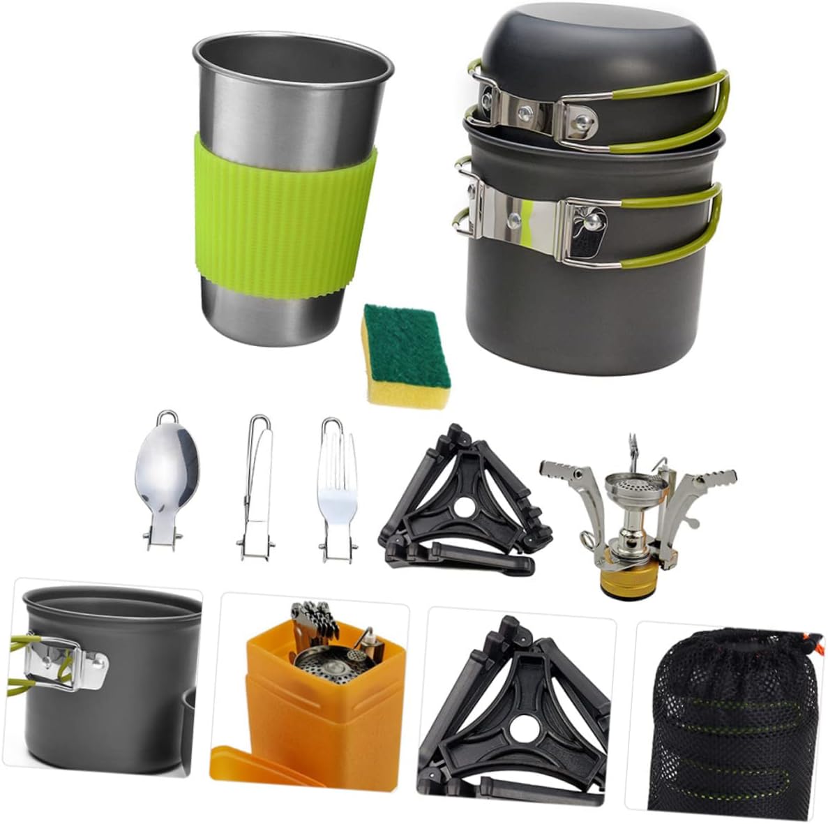 GANAZONO 1set Outdoor Alloy Cooking Portable Camping Pots for People Non-Stick Design Lightweight and Cookware for Hiking and Outdoor Cooking Activities