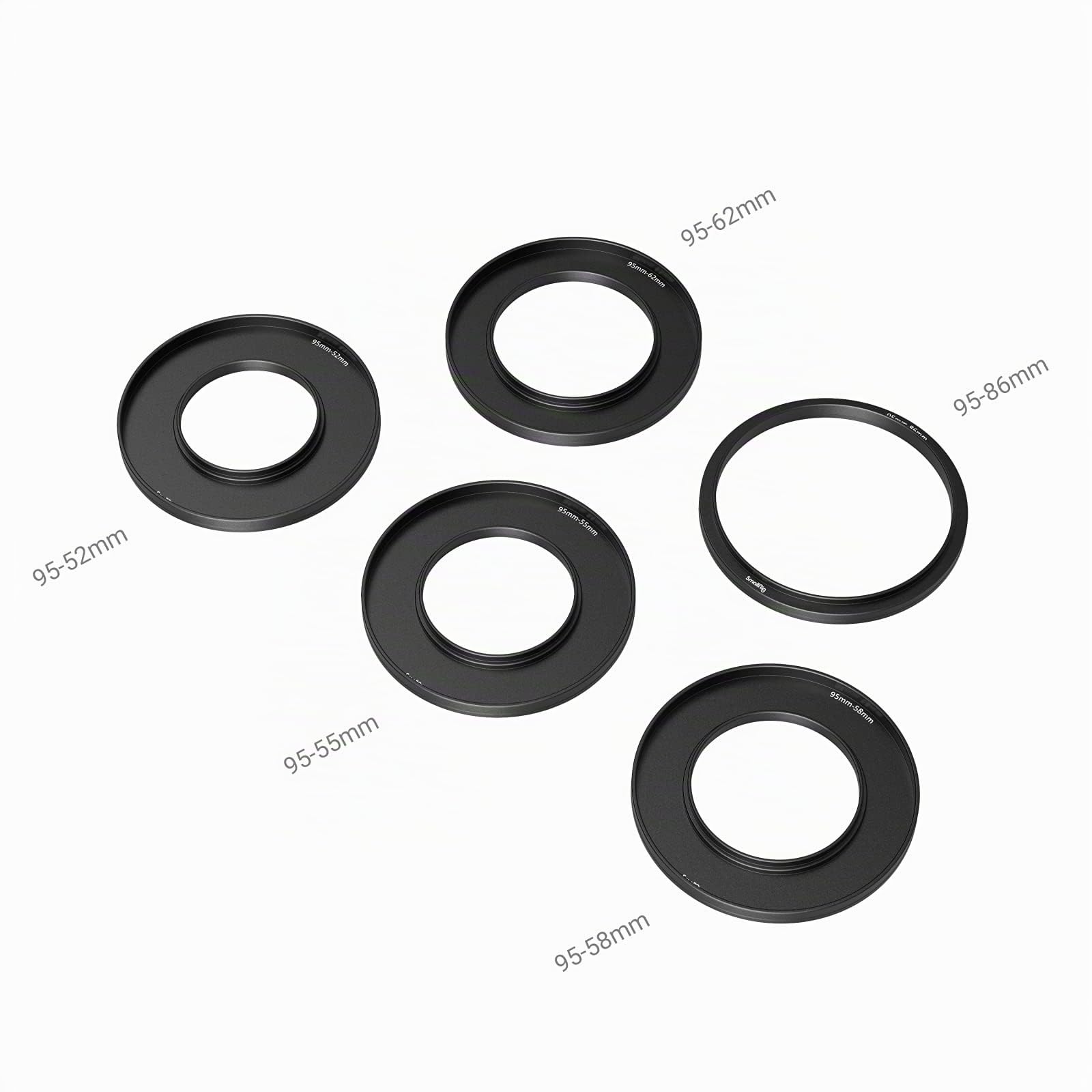 SMALLRIG Lens Adapter Ring Kit de Anillos Adaptadores de Lentes para Mini Matte Box, con Rosca de Filtro, Adaptador de Matte Box de 52mm / 55mm / 58mm / 62mm / 86-95mm - 3383