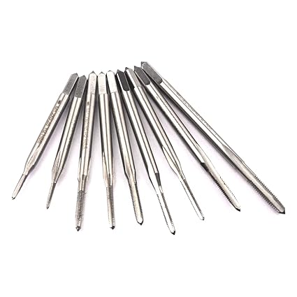ATOPLEE 9pcs Metric Right Hand Thread Taps,HSS 6542 Small Straight Flute Thread Tap Set,M1-M2.5