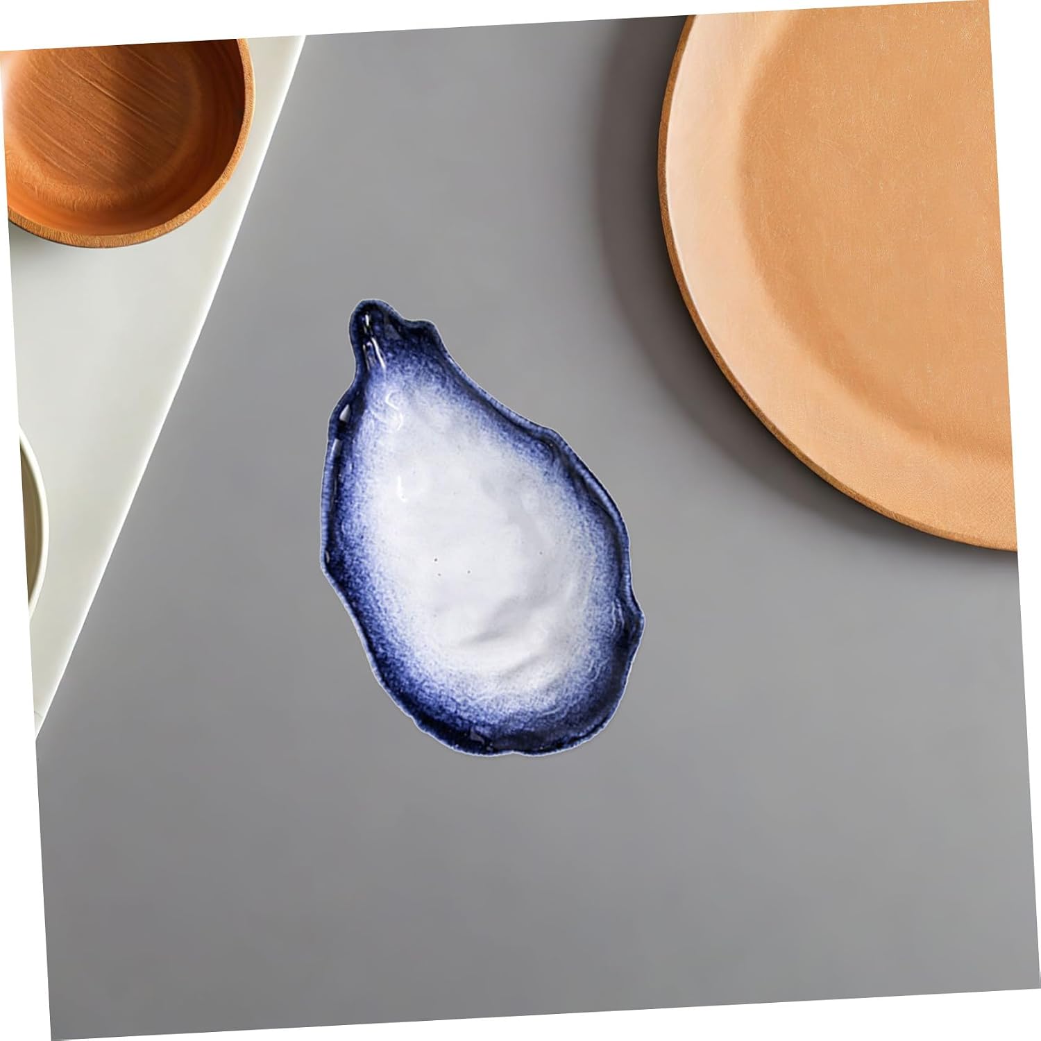 ARTIBETTER Oyster Shell Food Serving Plate 7.5 Inch Irregular Shape Snow Blue Porcelain Snack Tray Multi-function Dessert Dish for Home Kitchen Dining