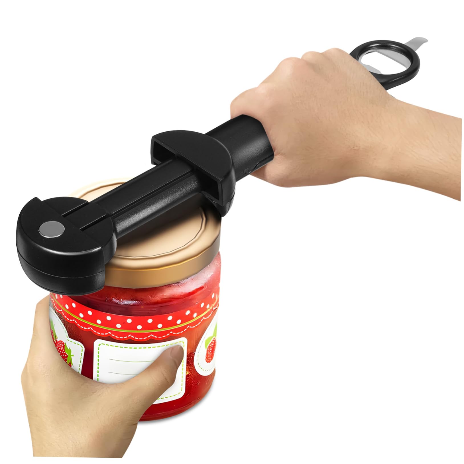 OUNONA 4 Piezas Abrelatas Negro Abridor De Tapa Abridor De Botellas Abridor De Agarre Para Tarros Bebida Abrel De Jarra Abrebotellas Abierto Manual Apertura Acero Inoxidable 201 Black