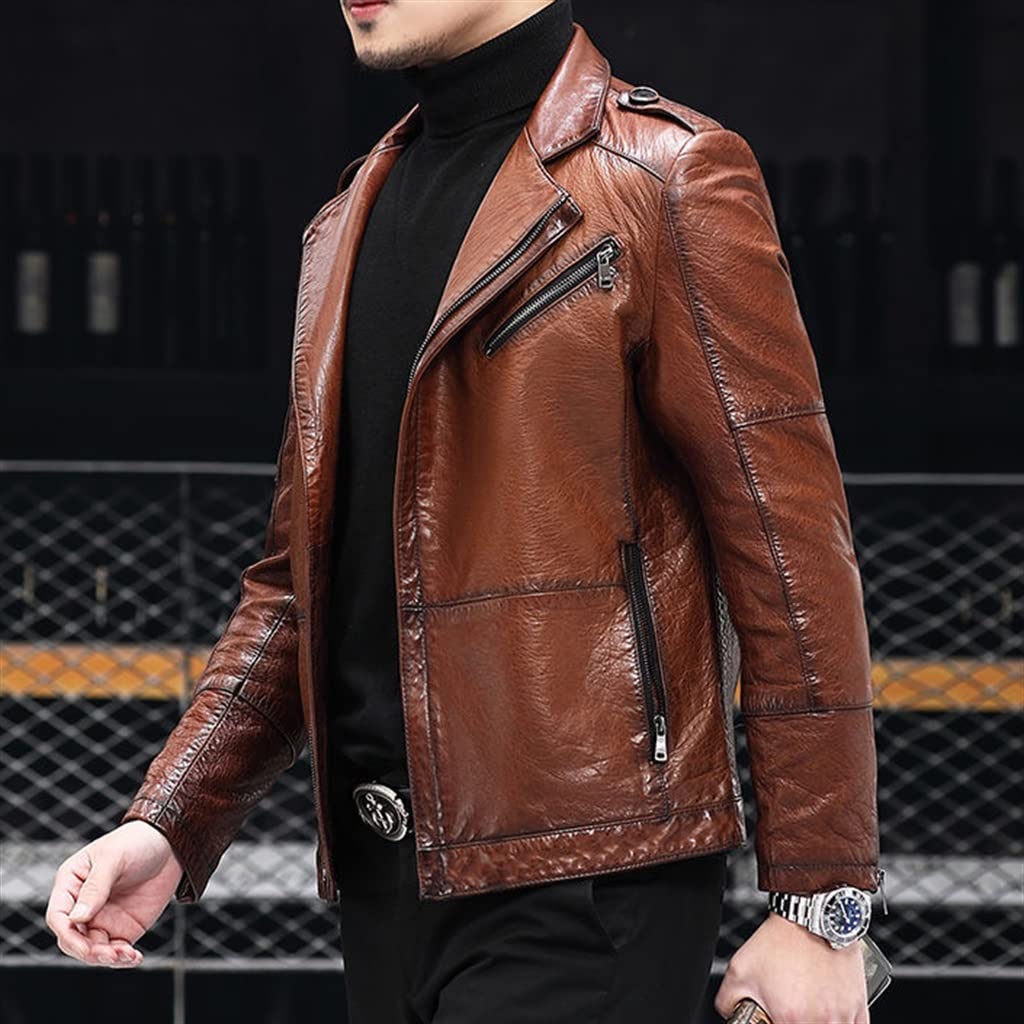 Chaqueta De Cuero Casual Para Hombre 2025 - Abrigo De Poliéster, Diseño Liso Y Versátil Para El Día A Día