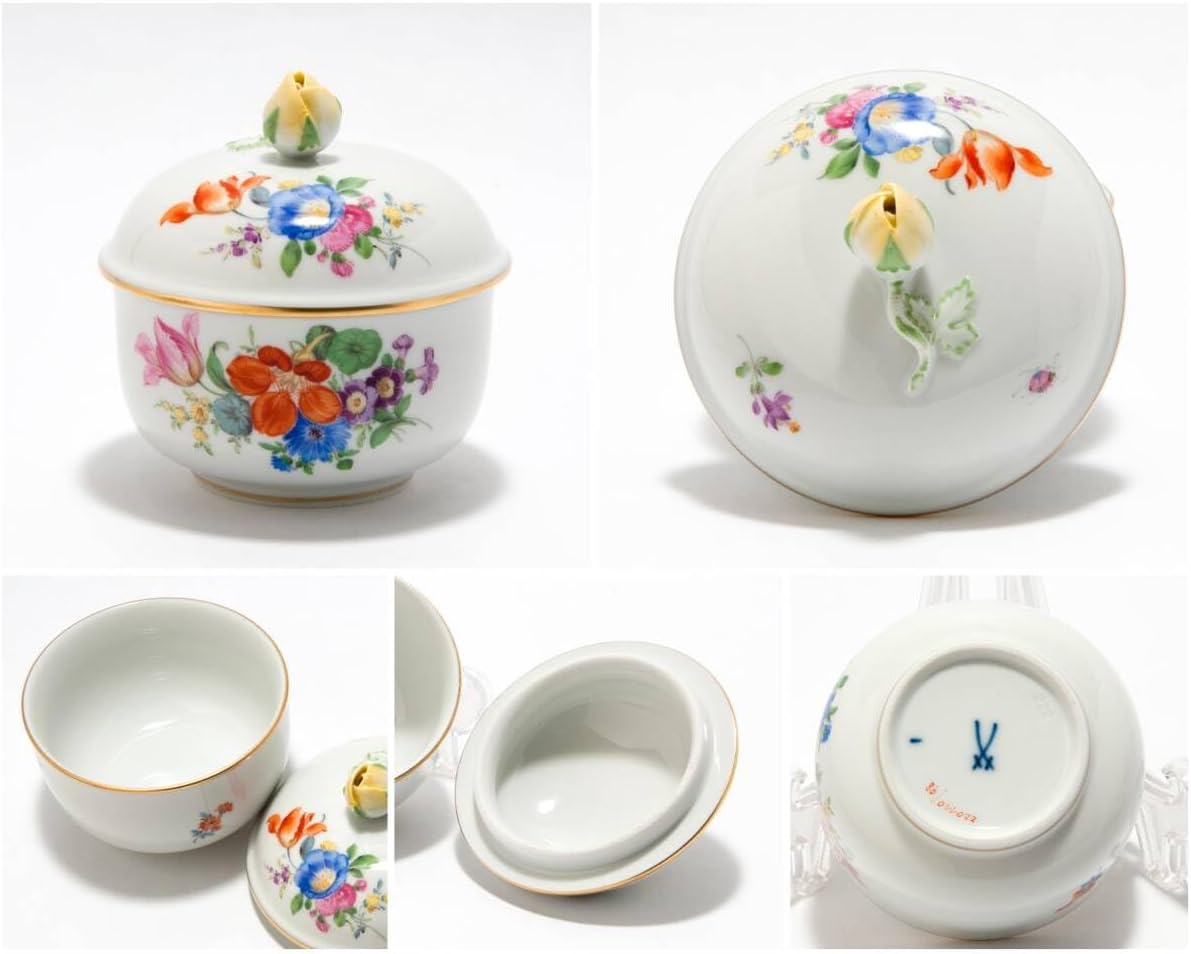 マイセン 金彩 花のブーケと虫の絵付け 自然主義 コーヒーデジュネ