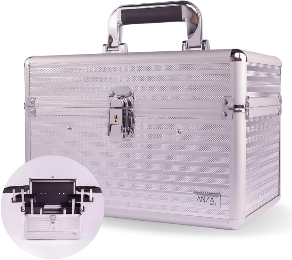 Maleta De Maquiagem Profissional Anna Make Média Vazia - Prata