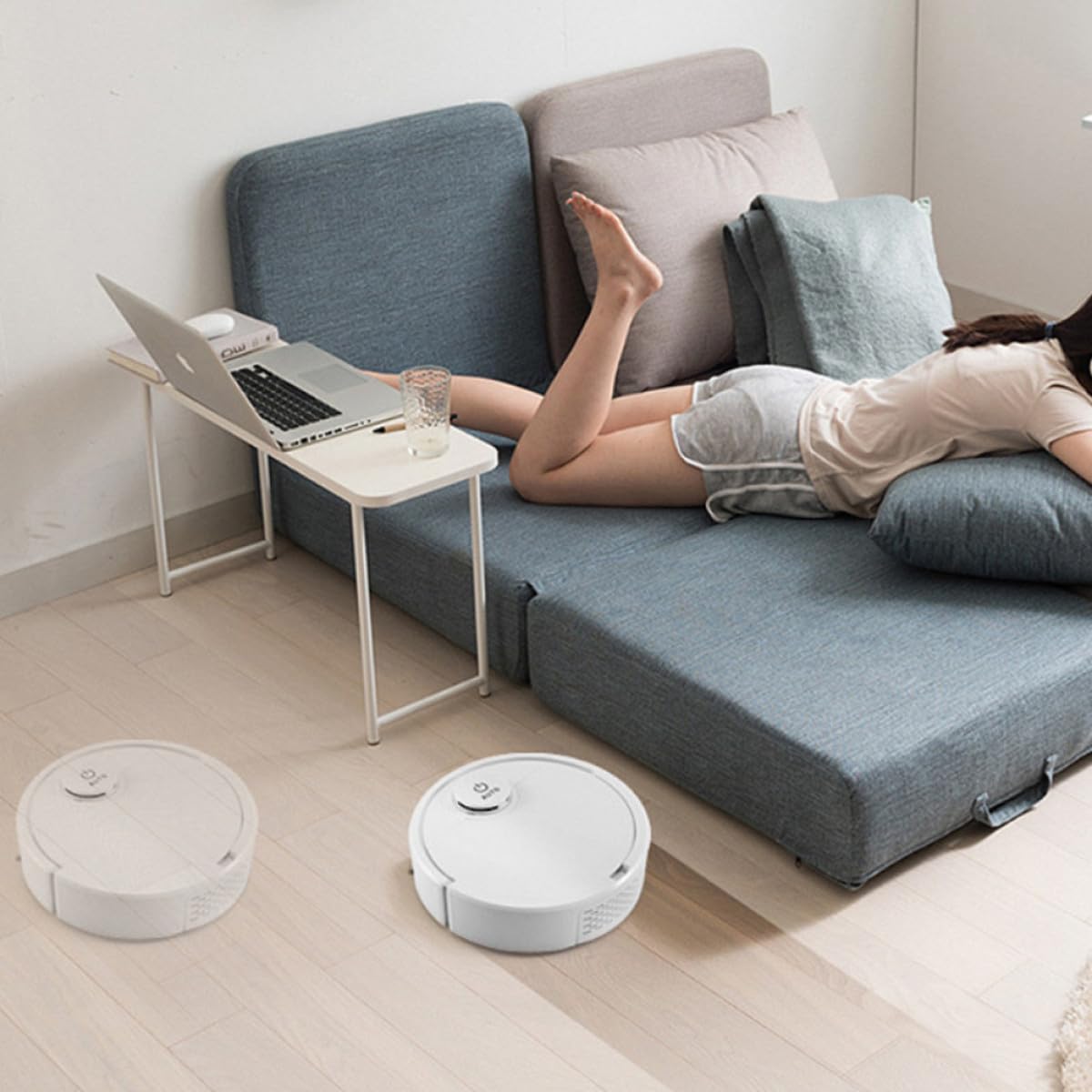 ABOOFAN Robot Barredor 3000 Mah para Suelos Planos Mármol, Aspiradora Función de Recogida de Polvo y Basura