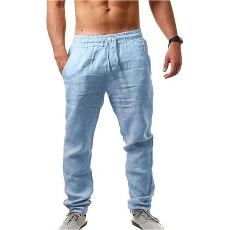 XFBH - Pantaloni da uomo in lino e lino, comodi pantaloni da uomo di mezza  età e anziani (taglia XL, colore: beige) : Amazon.it: Abbigliamento