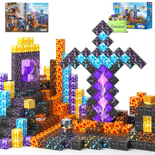 Magnetic Blocks - Build Mine Magnet World Magic Sword Portal Set Building Toys Magnetic Tiles for Kids 3+ Classroom Must Haves Sensory Toddlers Toys Kids Games Gift for Boys & Girls 3-5 5-7