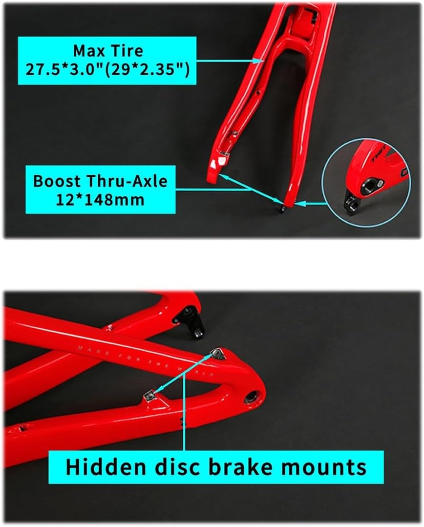 27.5/29er Carbon Fiber Full Suspension Mountain Bike Frame Softtail Bike Frames Disc Brake Bicycle Frame 15/17/19/21'' Thru Axle 12 * 148mm Routing Internal