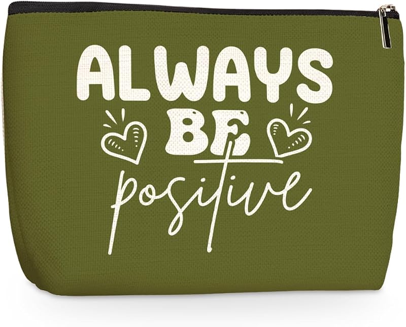 Necessaire de maquiagem jealance com zíper e estampa de letras Always Positive 1669