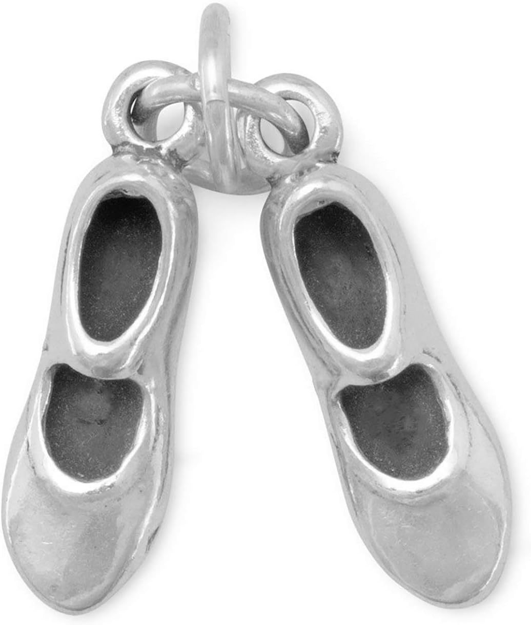 Tap Dance Shoes Pair Movable 3D 925 Solid Sterling Silver Charm Pendant Bracelet Jewelry Making Supply