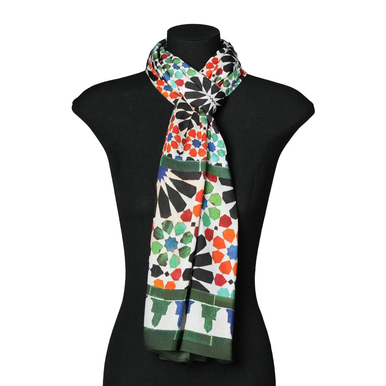 Hamzah Großer Schal für Damen | eleganter mehrfarbiger Druck | Frühling Sommer Herbst und Winter | langer Schal 180 x 65 cm | Pashmina Modal | originelles Geschenk für Damen | Mosaik-Kollektion