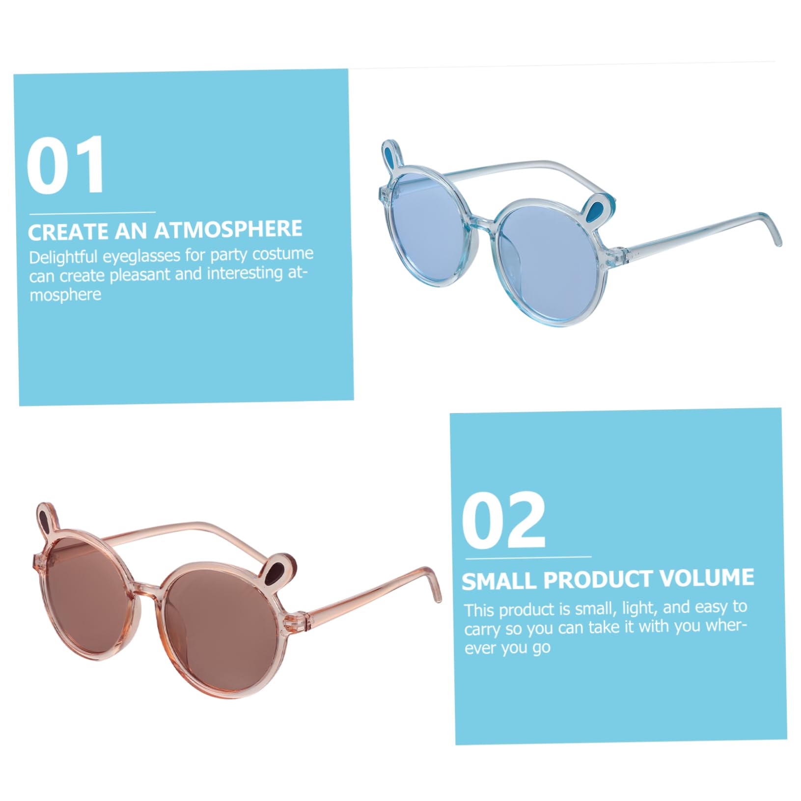 BESPORTBLE Fashion Sun Glasses Kids Bear's Ear Round Frame Child Sunglasses Polarized Set