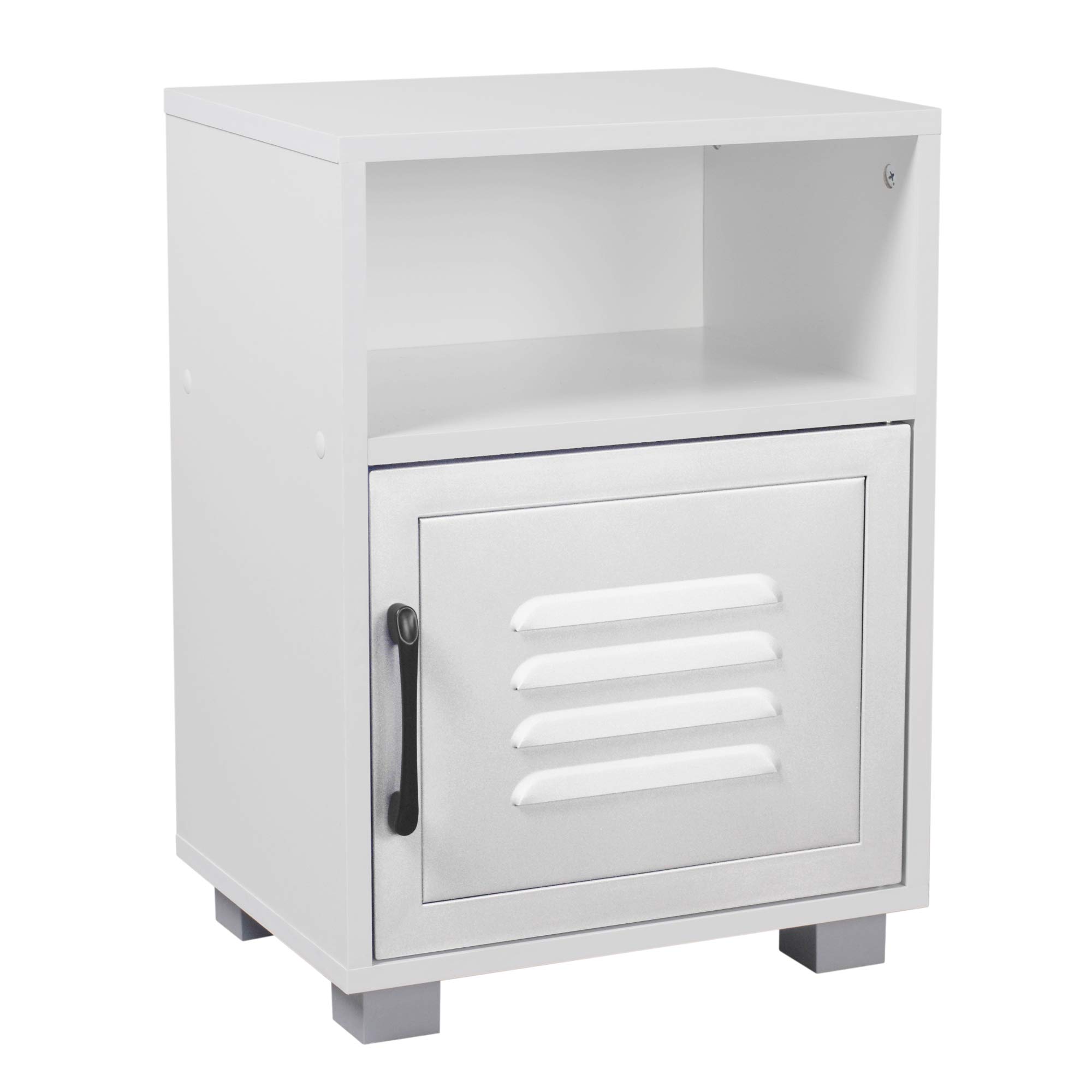 URBNLIVING Valencia Metal Door Bedside Table (White/White, Set of 1) โ image 1