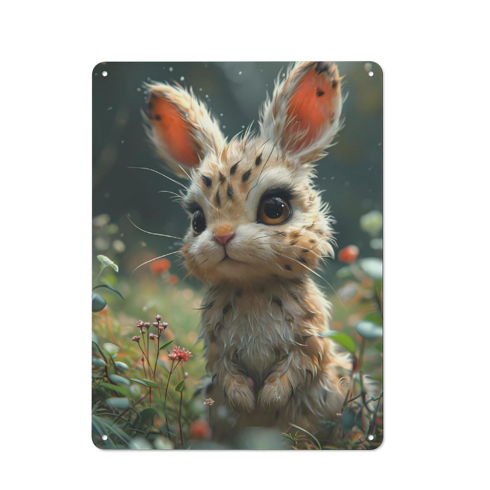 Beautiful Bunny Cartoon Rustic Metal Sign 40x30cm for Hobby Room Or Studio, Suited to Hobby Room Decor Fans
