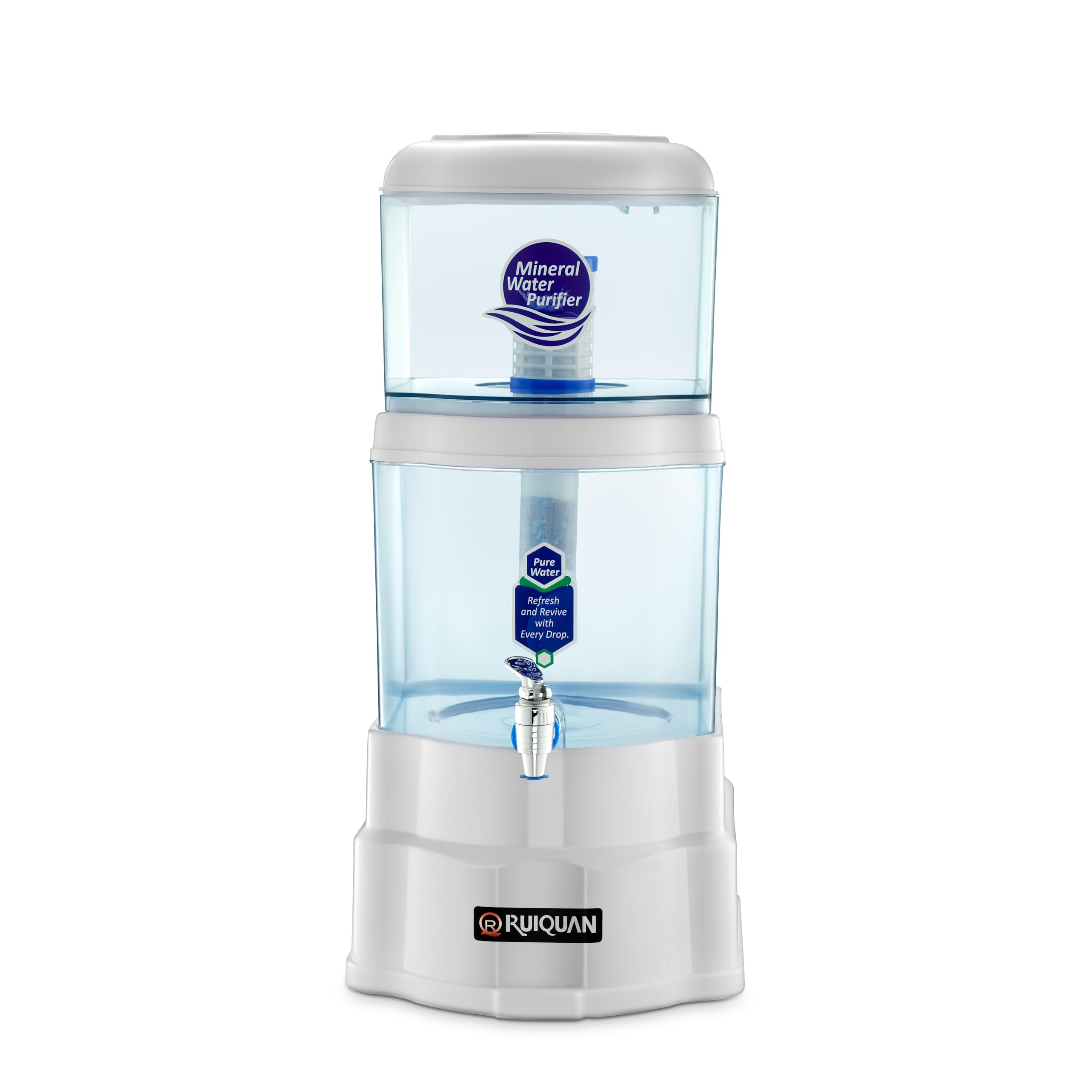 Ruiquan Gravity Water Purifier White| 18L Storage & UF Technology Based non electric water purifier for home (WHITE)