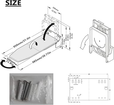 Wall Mounted Ironing Board, Hidden Household Ironing Board, 180 Rotatable Double Flap, for Home Laundry Room with Manual Easy to Install