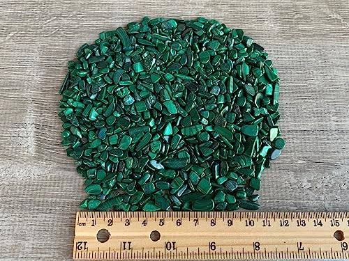 Image of 2 oz Lot Natural Semi Malachite Gemstone Chips, Crushed Mini Tumbled Crystals, Undrilled Crystal Chips (Malachite)