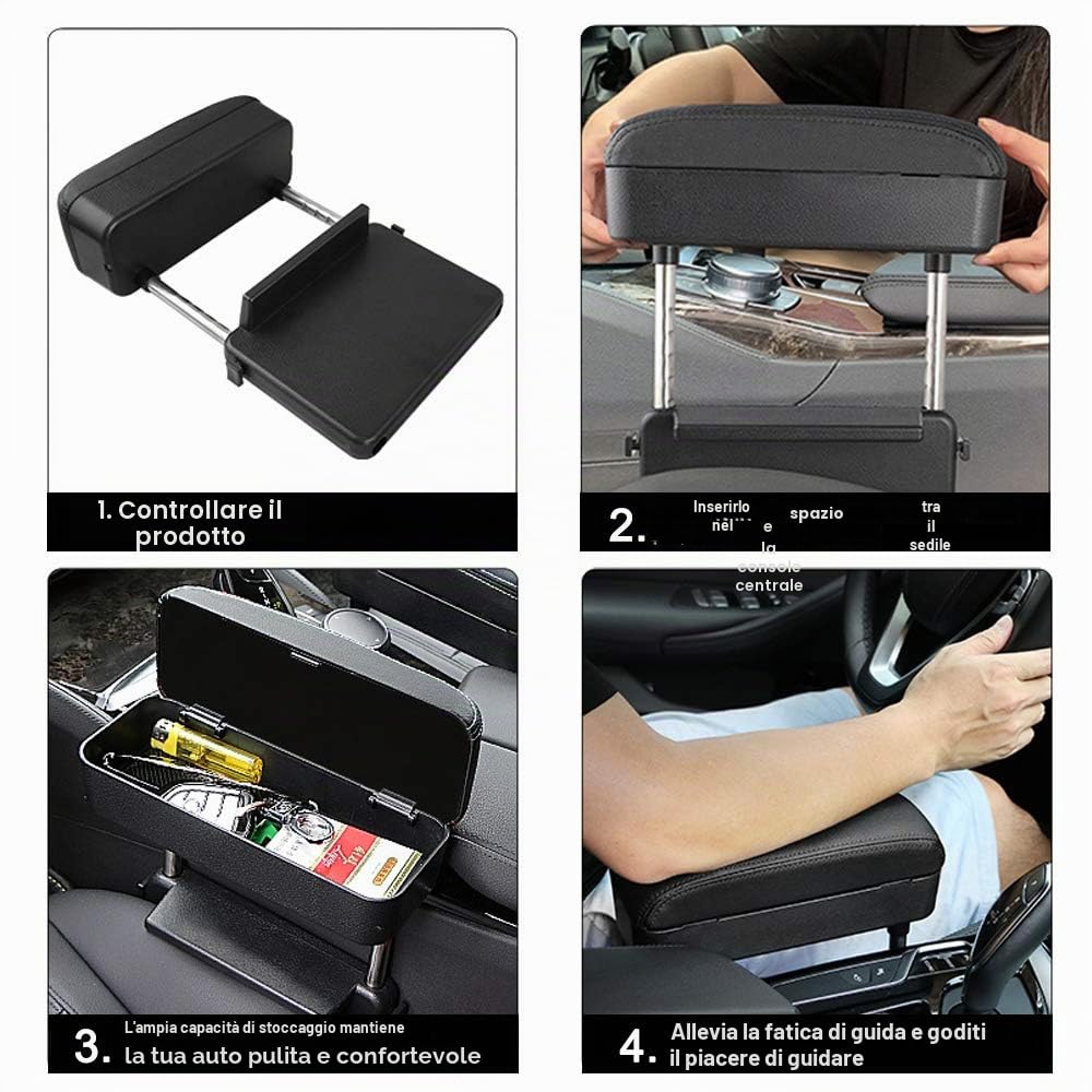 Universale Bracciolo Pelle Divario del Seggiolino Auto Bracciolo Console Centrale Bracciolo Centrale Auto Poggiabraccio Nero&Rosso(1PC)