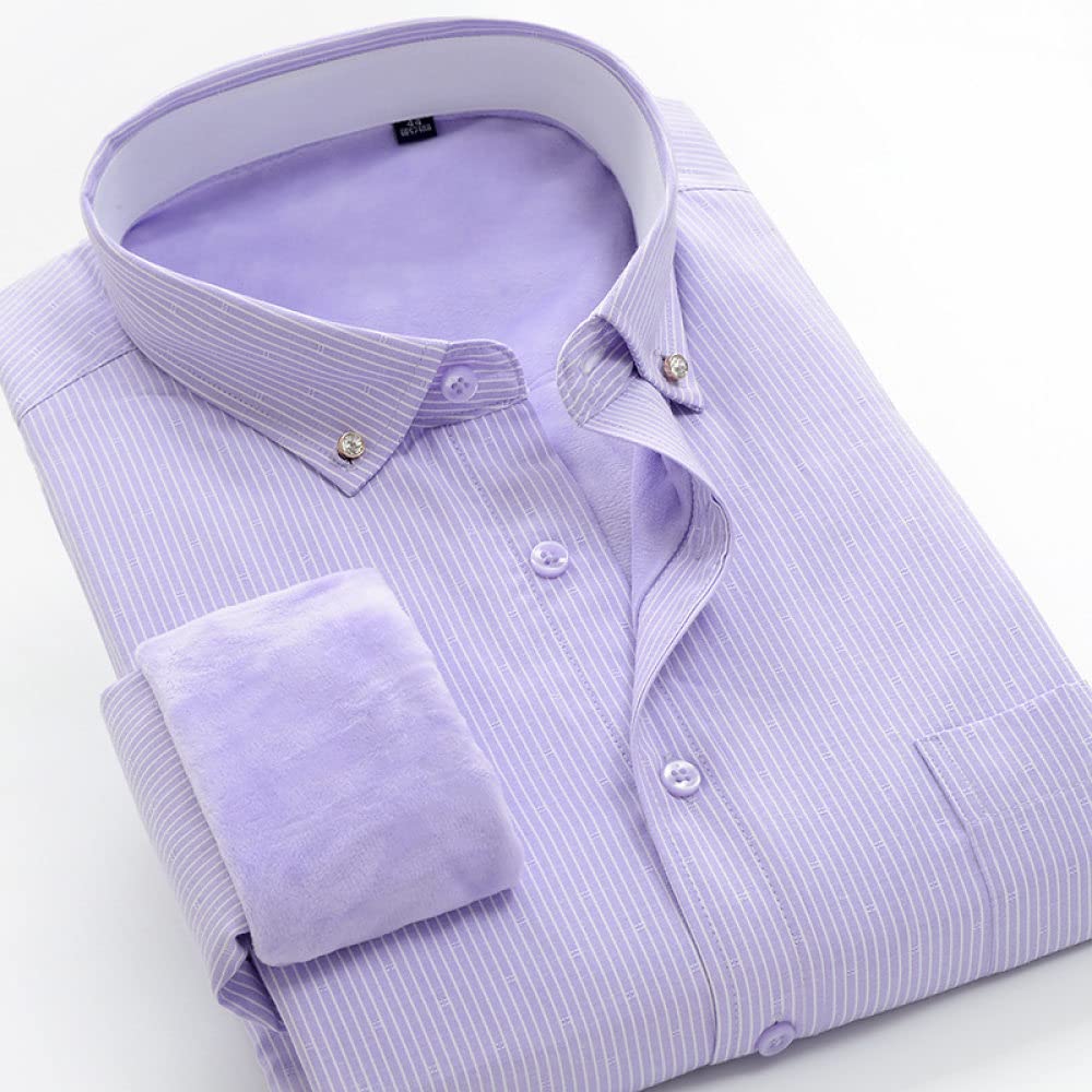 HGJH Herren Hemd Langarm, Herren-Langarmhemd Thermo Einfarbig Vertikale Streifen Hemd Button-Down-Baumwollholzfäller-Komforthemd Lässiges Arbeitshemd Für Männer Und Jungen