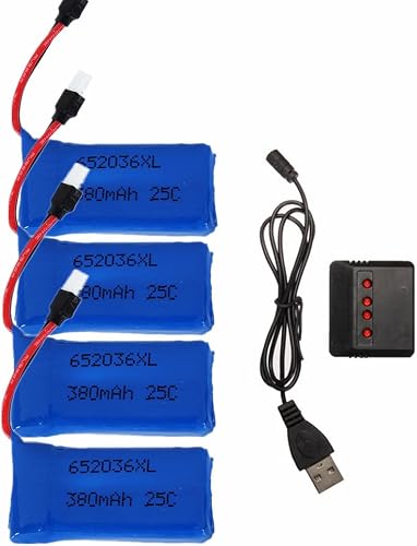Kit de 4 Batteries Lipo 25C 3.7V 380mAh pour Drones YUNIQUE GREEN-CLEAN-POWER