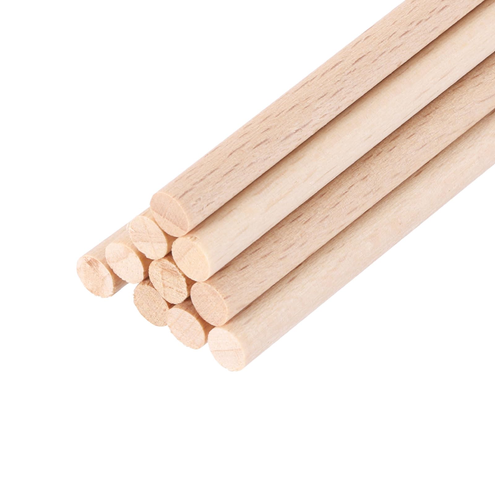 sourcing map Wooden Dowel Rods,4mmx300mm Round Wooden Rod Unfinished Solid Wood Sticks Crafts Wand for Arts Decoration, Craft and DIY Projects Wand,Pack of 10