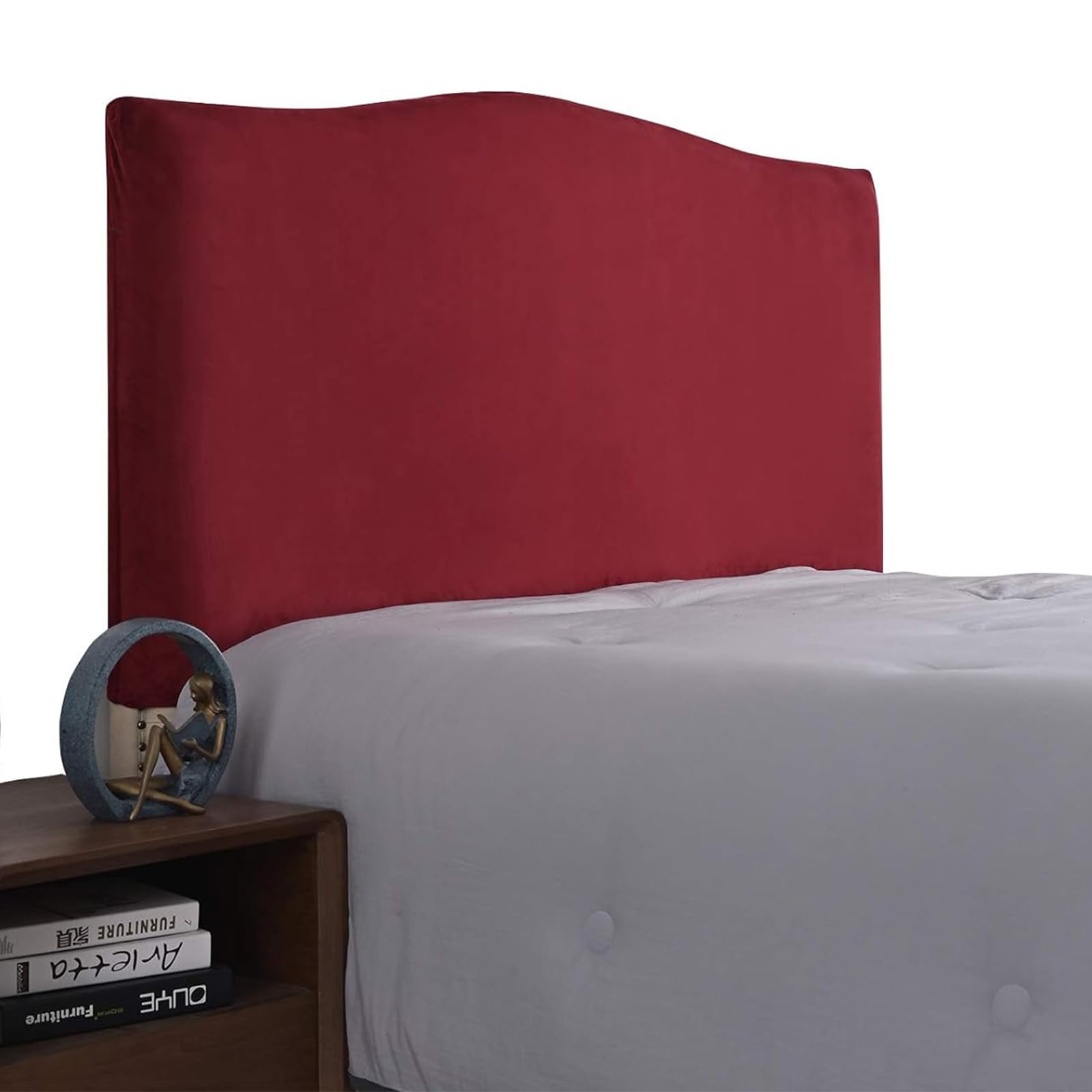 Headboard Covers,Bed Velvet Slipcover For Single/King/Double,All-inclusive Stretch Protective Dustproof Cover For Beds Solid Color Thicken Quilted Washable(120cm (headboard length 110-140cm),Red)