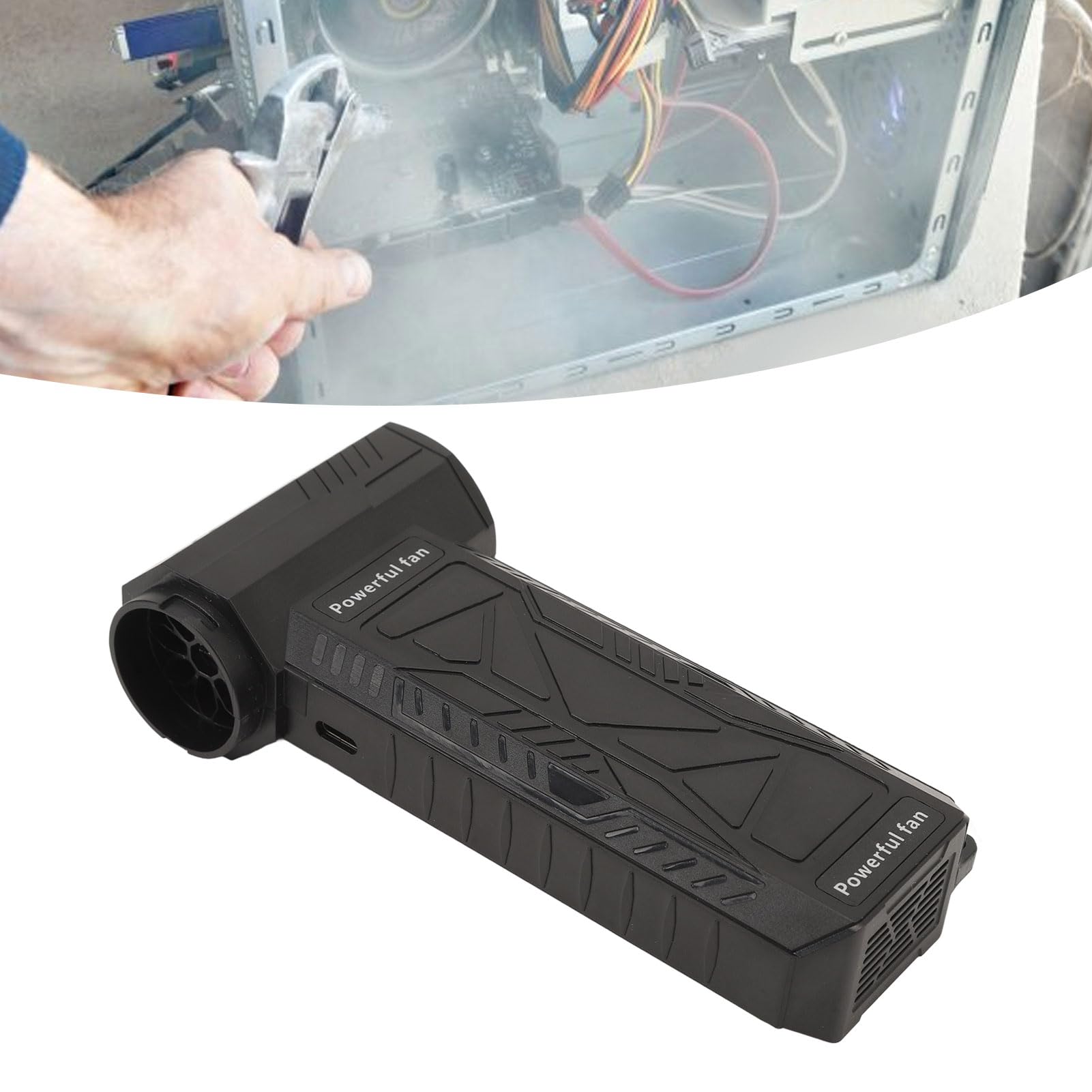 Spolverino elettrico 150000 giri/min Ventilatore a turbina portatile ricaricabile ad alta velocità con motore brushless portatile per la pulizia della casa dell'auto del computer (Nera)