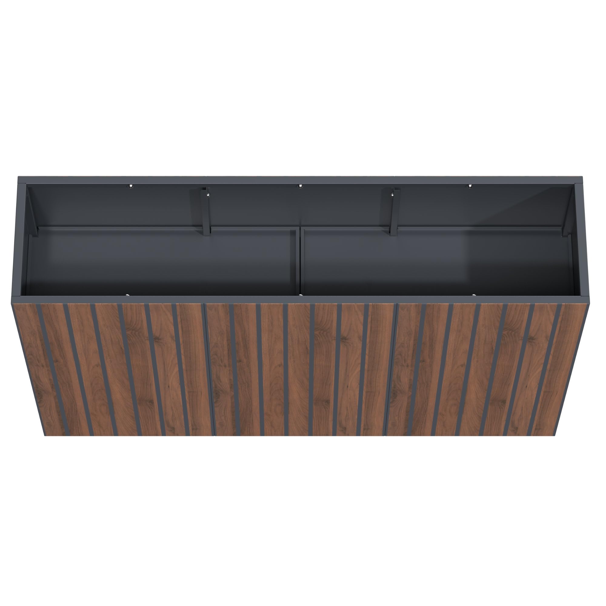 Zelsius Jardinière surélevée en acier galvanisé avec roues 120 x 30 x 80 cm | Anthracite RAL 7016 Aspect bois de noyer | Bac à fleurs, jardinière, plate-bande, potager, bac à herbes, pot de fleurs