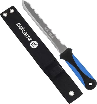 Stainless Steel Garden Knife with Blue Handle, 7.8" Double Side Utility Sod Cutter for Cutting Mineral Wool, Rockwool, Fiberglass & Insulation Foam Board