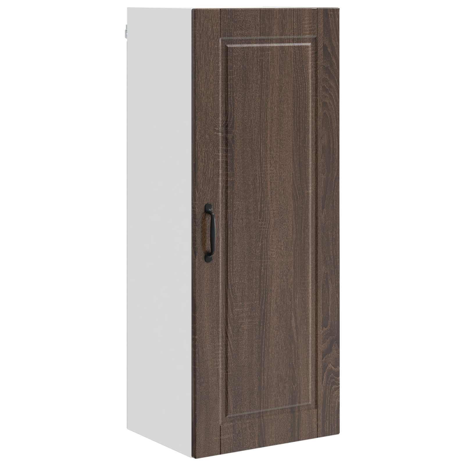 Moderner Küchenschrank aus brauner Eiche, hoch, 40 x 31 x 100 cm, 3 Ablagen, stilvoller Holzschrank für Küche und Esszimmer, eleganter Schrank