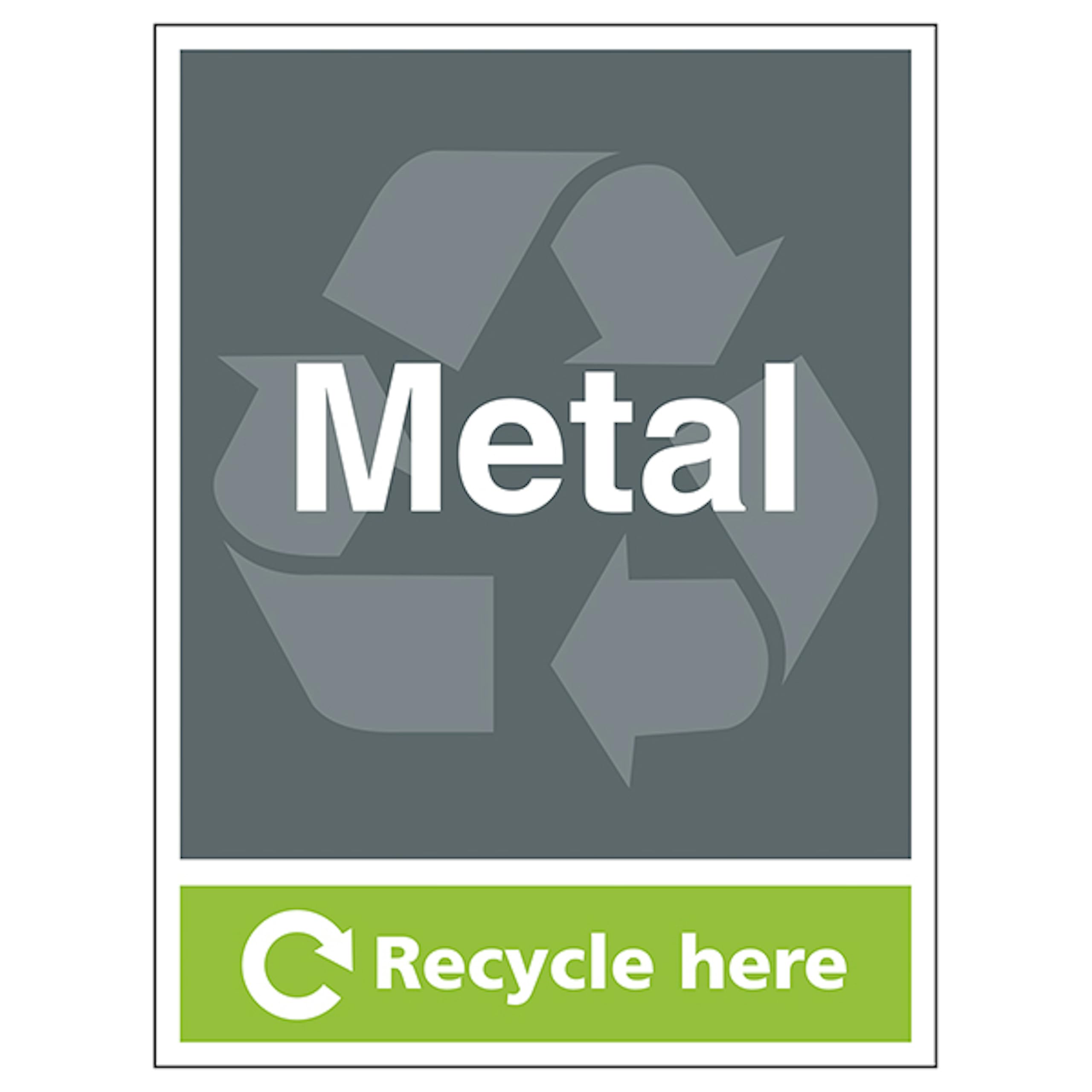V Safety Metal Recycle Here - Portrait 300 x 400mm - 1mm Rigid Plastic Safety Sign