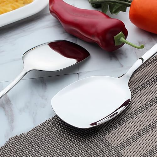 Miniatura 4 de Hemoton Herramientas de parrilla pequeña espátula de metal Wok de acero inoxidable, espátula ancha de metal para cocinar, espátula de pescado,