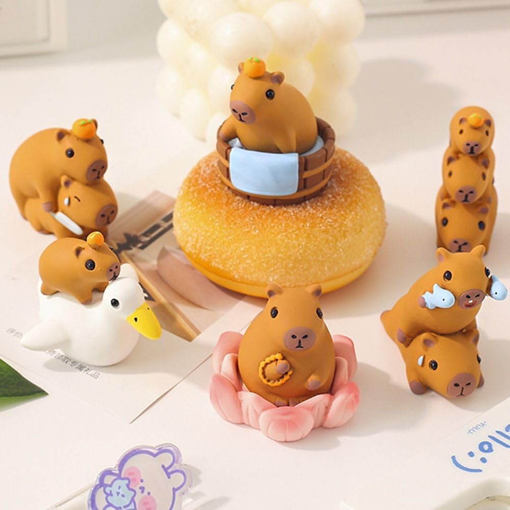 Desktop Decorations Cartoon Resin Cartoon Figure Model Capybara Model Figure Capybara Resin Ornaments(2)