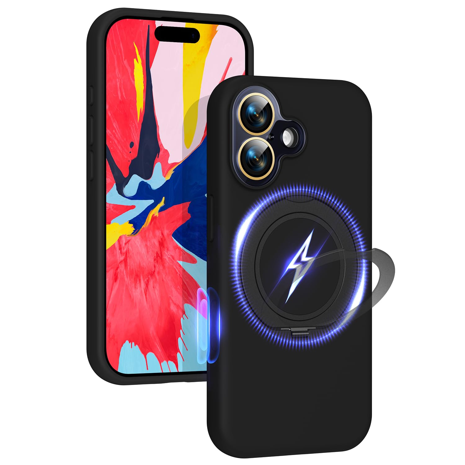 Silicone Case for iPhone 17 with 360° Magnetic Stand Fit for MagSafe