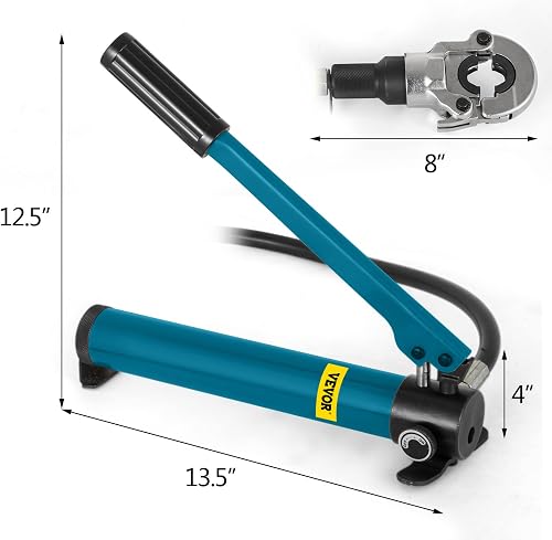 VEVOR Pince à Sertir Hydraulique Forme TH/V 12-28/16-32 Kit de Pince de Sertissage Multicouche Force de Pression 6 T Sertisseuse Tête Pivotante à 360°, avec Bouteille pour Tuyaux PE PEX PB - 8