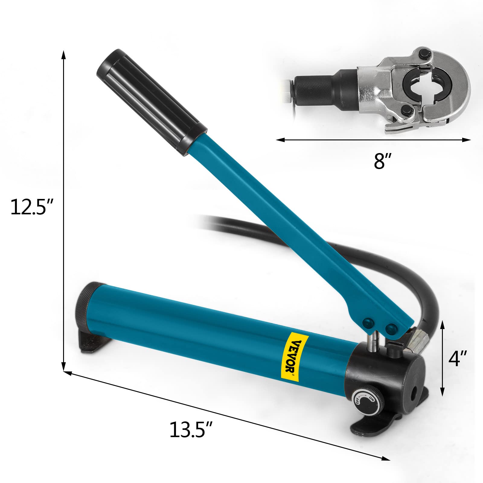 VEVOR Alicate Hidráulica con 9 Matrices Extraíbles, Giratorio 360 °, Separador con Fuerza de Presión 6 T, Crimpadora Apta para Racores en Forma de V/TH de 12-28 mm / 16-32 mm