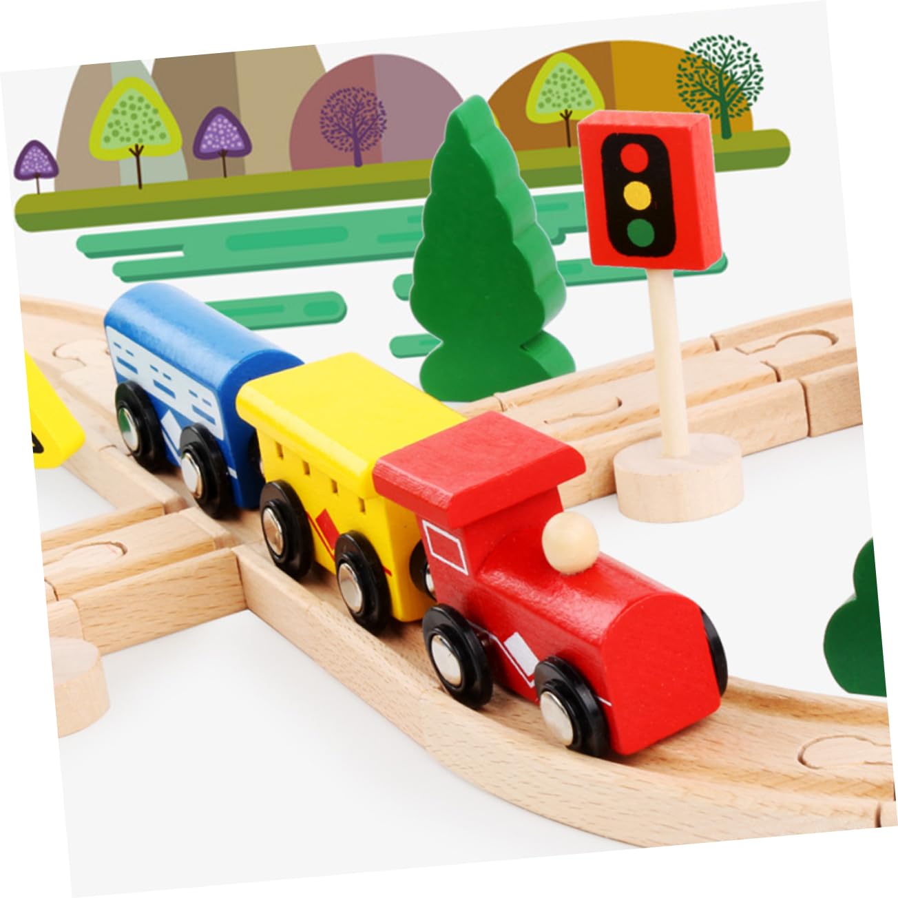 SUPVOX Giocattoli Di Legno Puzzle Per Ragazzo Set Di Vagoni Ferroviari in Legno Di Faggio Giocattoli Educativi Puzzle Per Ragazzo