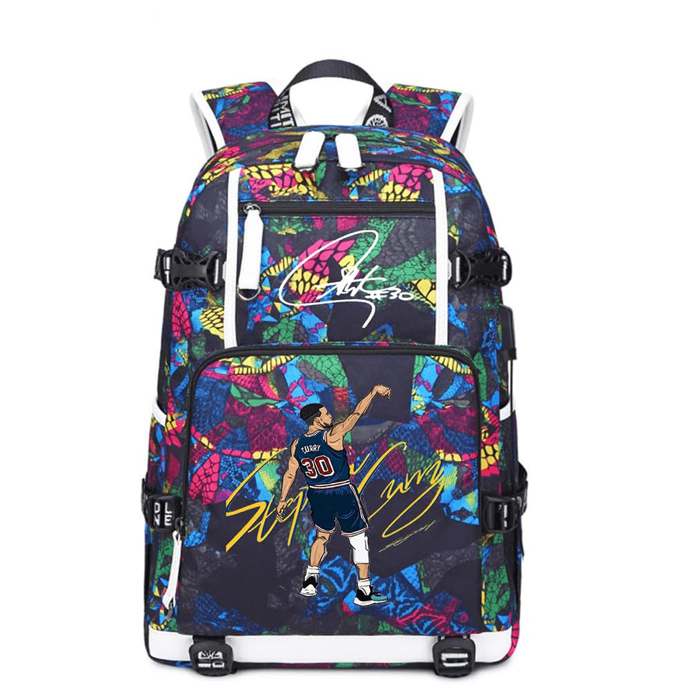 Ansigeren Dazzling Gold 30 Basketball Player SC Creative Backpacks Sports Fan Bookbag Travel Student Backpack For Men Women (9)