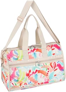 LeSportsac 추상 캔버스 디럭스 미디엄 위켄더 크로스바디 백, 스타일 4318/색상 E838, 생생한 열대 수채화 스타일 붓스트로크, 절충주의의 모던 해석 웨어러블 아트 인 모션, 추상화 캔버스 (생생한 수채화 스타일 붓놀림), 원사이즈