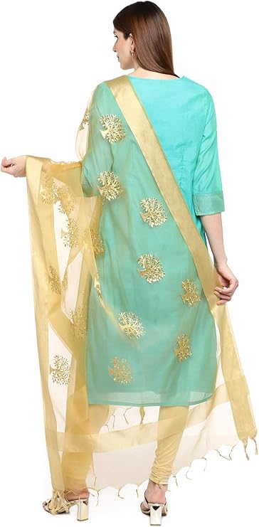 DUPATTA BAZAAR Woman's Organza Dupatta with Gold Embroidery