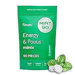Neuro Energy & Focus Mints - Sugar Free Breath Mints with 80mg Natural Caffeine, B Vitamins & L-Theanine - Vegan Brain Supplement for Exercise, Study & Daily Focus - Spearmint, 90 ct