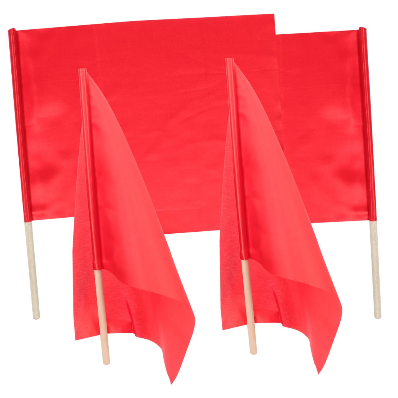 Toyvian Bandierine da Arbitro Rosse in Poliestere e Legno 4 Pezzi 30x40cm Facile da Trasportare e Resistenti per Segnalazione Gare Sportive