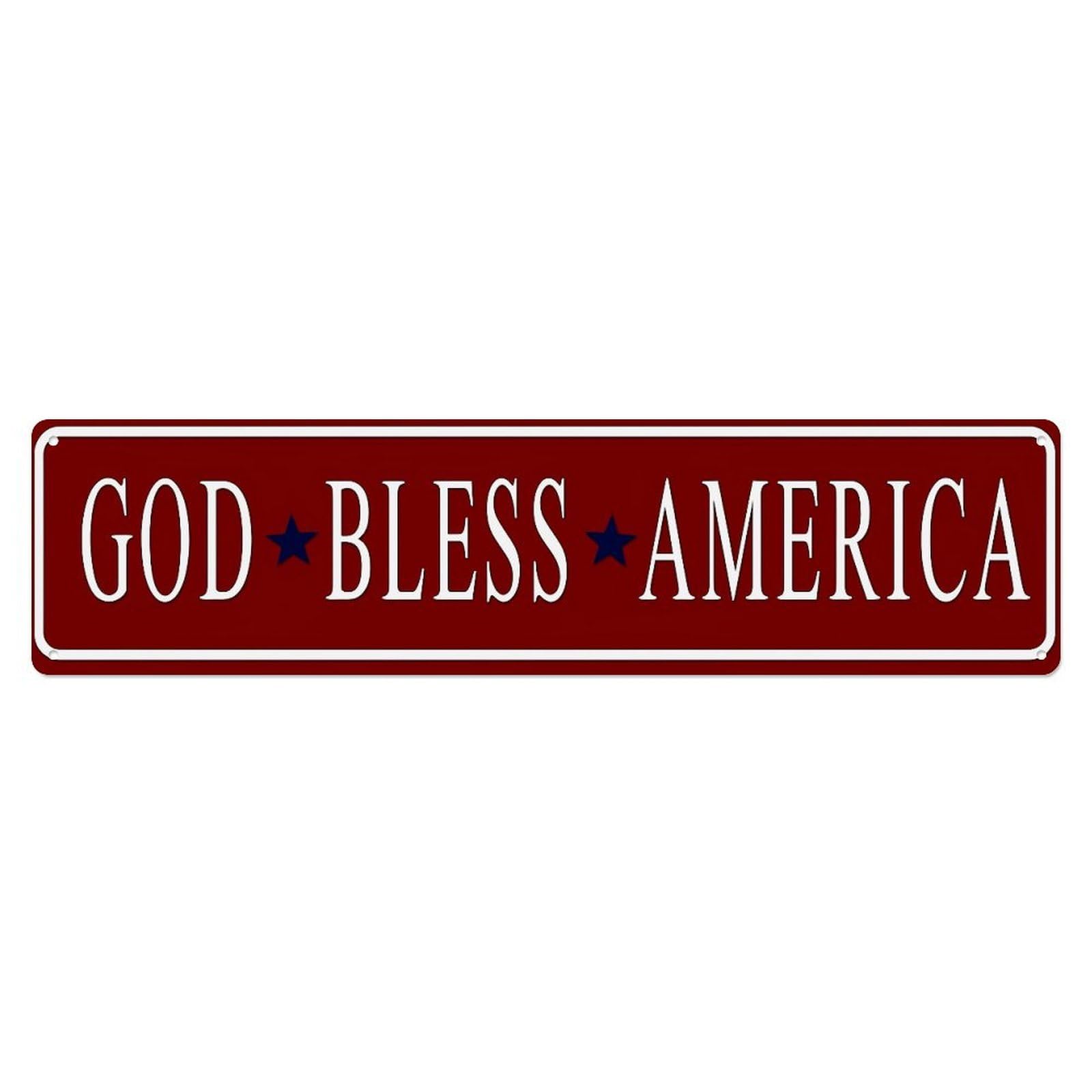 God Bless America Pattern Metal Tin Sign Plaque