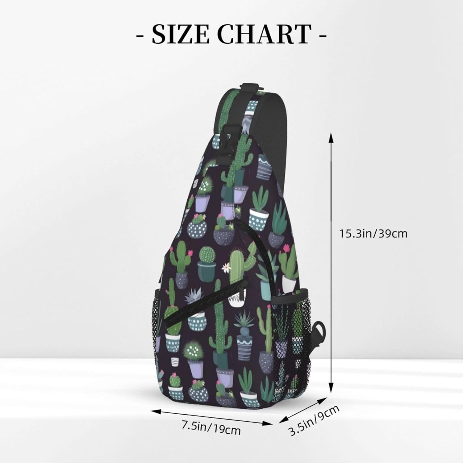 Cactus Succulent Plant Print Sling Bag Crossbody Travel Hiking Chest Backpack Shoulder Daypack For Women Men