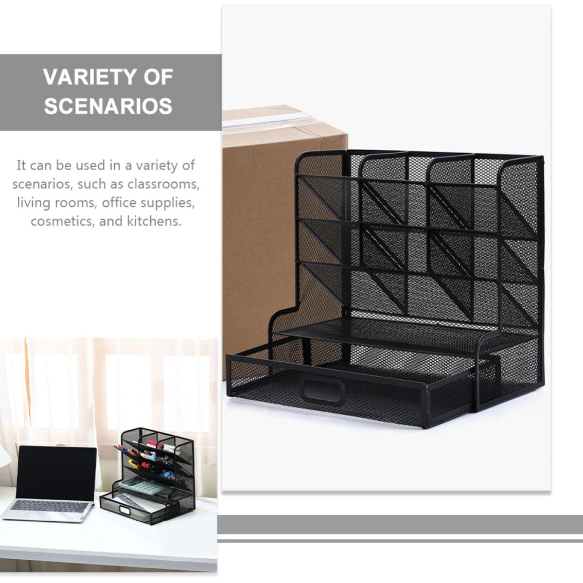 Artibetter Mehrschichtiger Stiftehalter aus Metall für Schreibtisch Praktischer Organizer für Bürolagerung und Kosmetik Schwarz Leicht zu Reinigen für Wohnzimmer