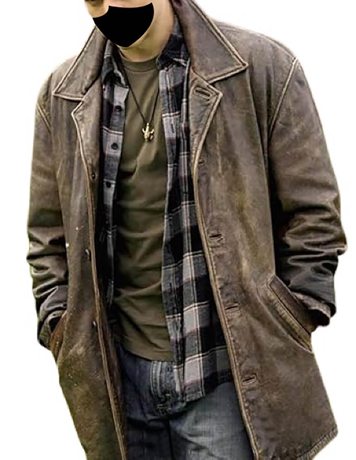 Męski Dean Winchester Vintage postarzana marynarka o długości 3 czwarte prawdziwej skóry płaszcz