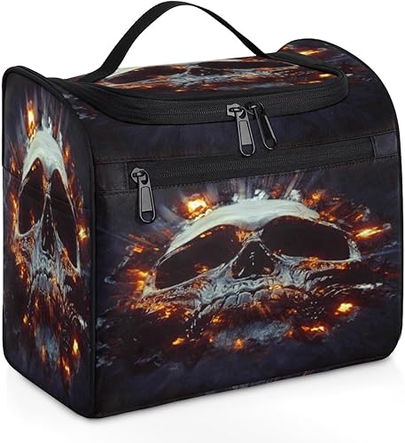 Miniatura 2 de Day Of The Dead Skull Texture Toiletry Bag for Women Travel Makeup Organizer with Hanging Hook Traveling Cosmetic Bags for Toiletries Accessories