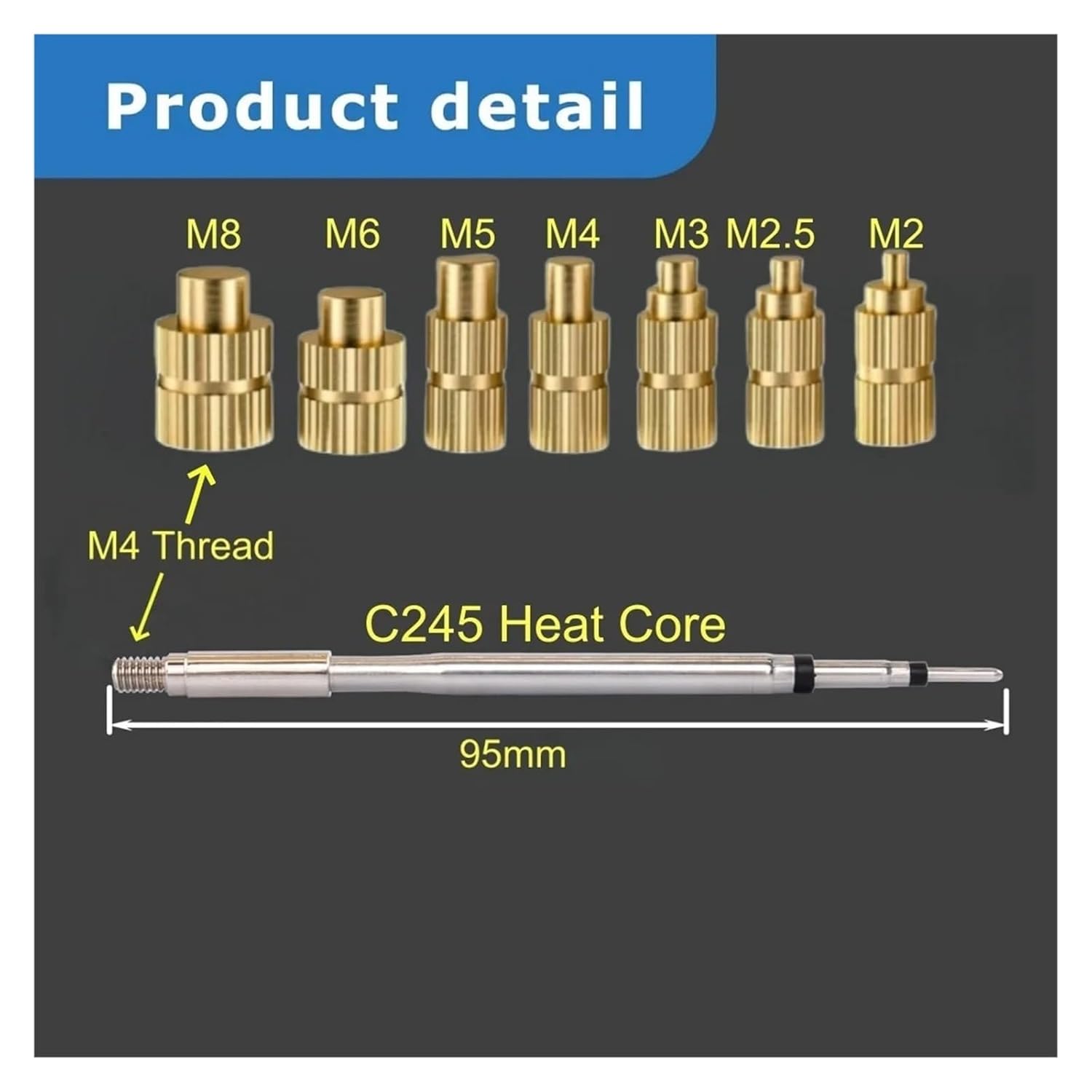 C245 はんだ付けヒントアダプタホットメルト真鍮ナット M2-M8 組み込みキット JCB T45-A/PA/B/C GVM245