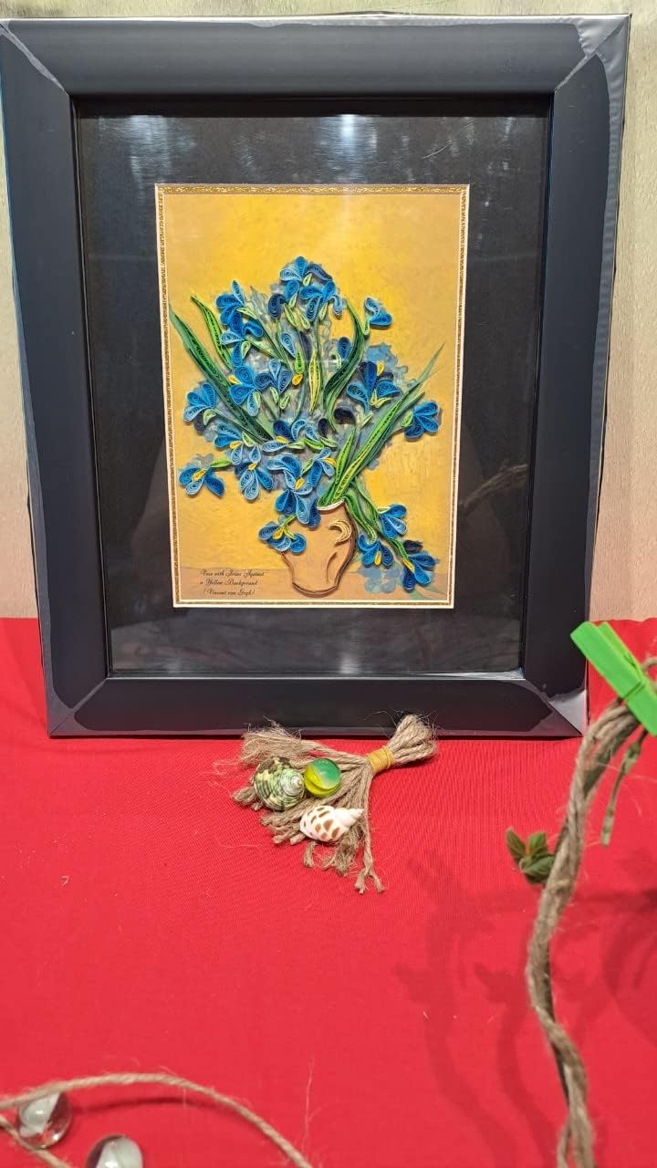 Handmade 3D Quilling Wall Art- Blue flowers